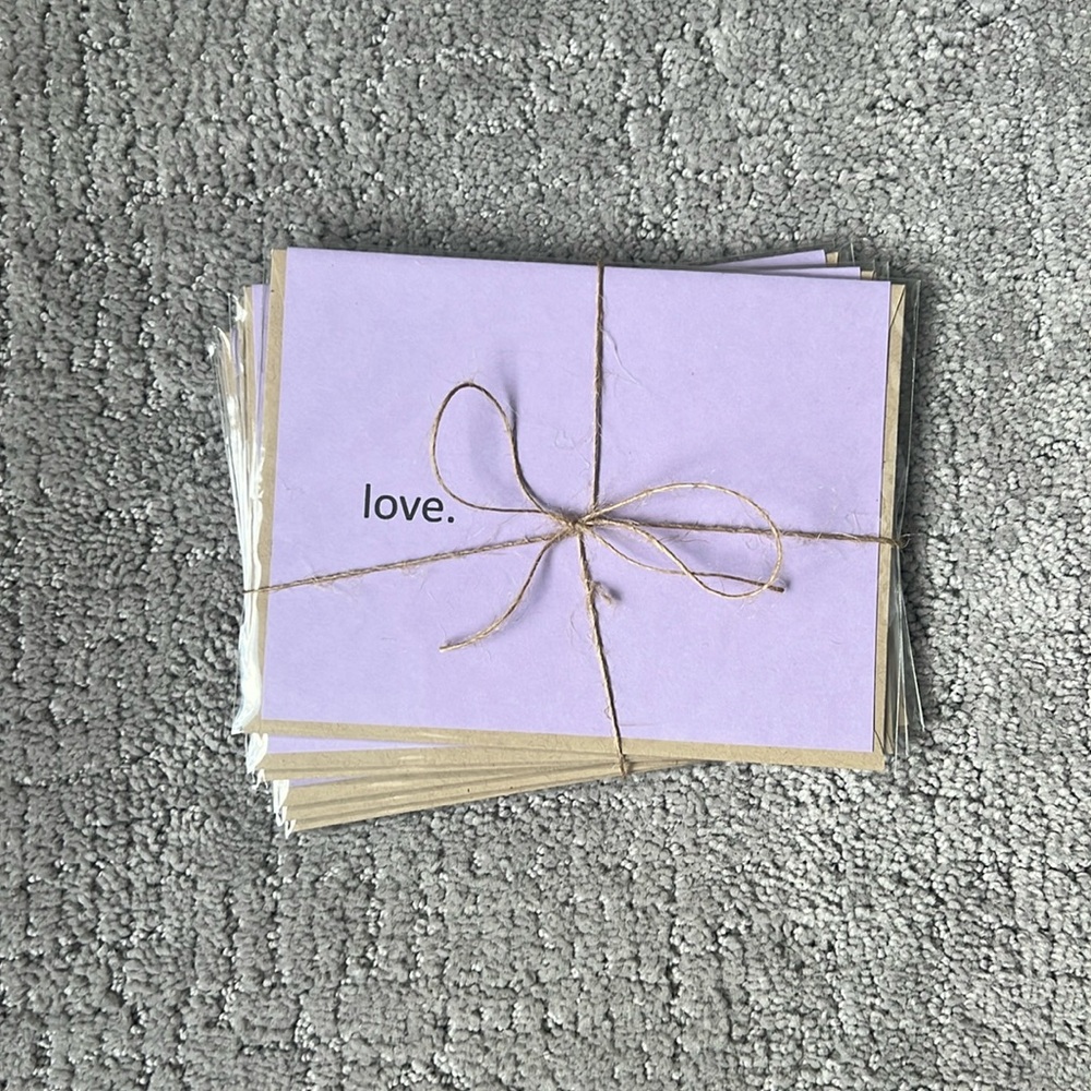 Set of 6 - Handmade Simply Stated Greeting Card Set - Love Series